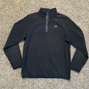 686 Fleece Pullover Mens Medium Black Camo Trim Snap Mock Neck Thumbholes